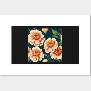 Bright Orange and Cream Flowers Posters and Art